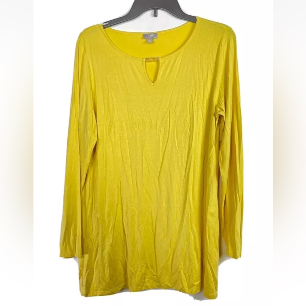 J.Jill‎ women’s yellow layered flutter long sleeve blouse size medium